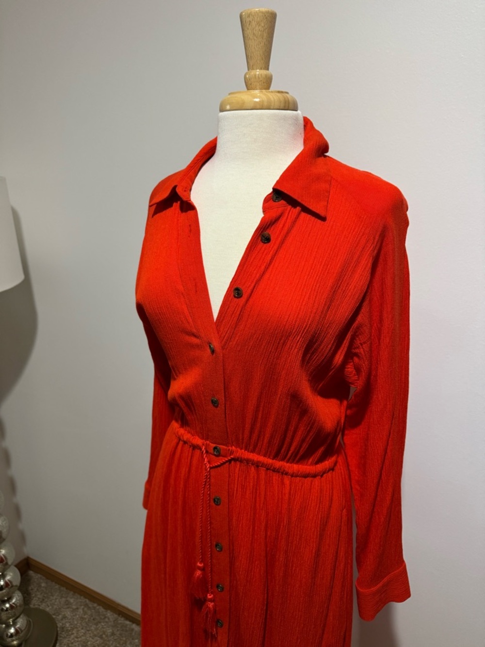 Banana Republic Women's Orange Button-Front Maxi Shirt Dress Size M - Picture 6 of 13